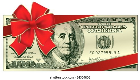 dollar with holidays bow
