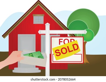 Dólar y cambio de casa. ilustración vectorial