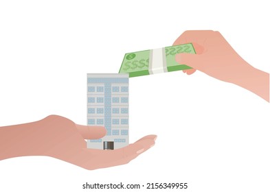 Dólar y cambio de casa. ilustración vectorial