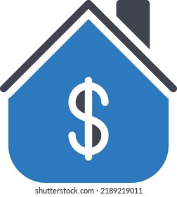 ilustración de vectores en el hogar en dólares en un fondo transparente.Símbolos de calidad premium.Icono de vector glifos para el diseño de conceptos y gráficos.