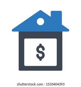 dollar house glyph color vector icon