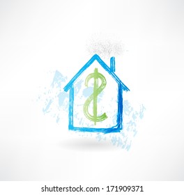 dollar house grunge icon.