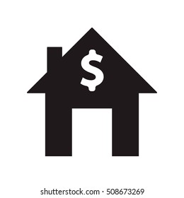 dollar house icon on the white background