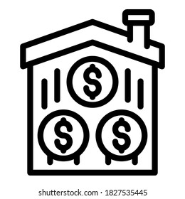 Icono de la casa del dólar. Icono del vector de la casa del dólar para el diseño web aislado en fondo blanco