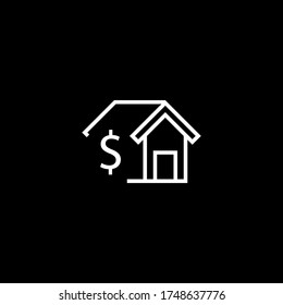 dollar house icon. Vector sign on black background