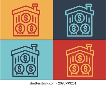 Plantilla de logotipo de la casa del dólar, sencillo icono plano de la casa, el negocio, la inversión