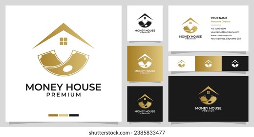 Dollar house logo vector and business card design template. Logo for dollar care, money, savings, bank, real estate, loan.