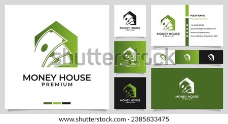 Dollar house logo vector and business card design template. Logo for dollar care, money, savings, bank, real estate, loan.