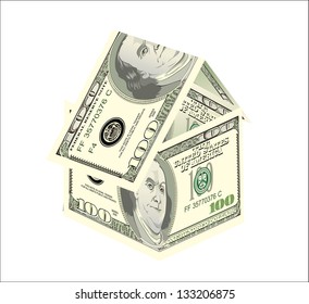 Dollar house on a white background
