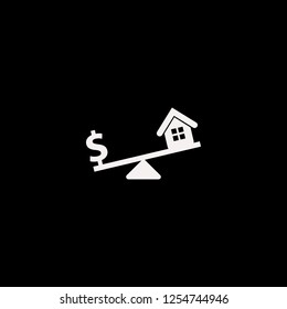 Dollar house scales vector icon. flat Dollar house scales design. Dollar house scales illustration for graphic 
