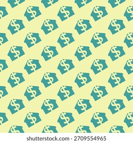 Patrón inconsútil de la casa del dólar aislado en el fondo del color