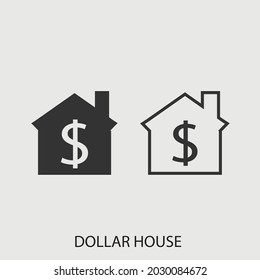 Dollar house vector icon illustration sign for web and design
