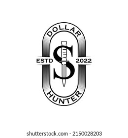 cazador de dólares. un logotipo que pueda utilizarse para un logotipo comunitario en términos de finanzas u otras empresas relacionadas con las finanzas
