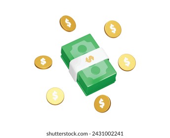  Dollar icon 3d render illustration