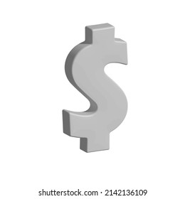 Icono del dólar. Ilustración vectorial 3d. Signo de moneda de dólar aislado en fondo blanco