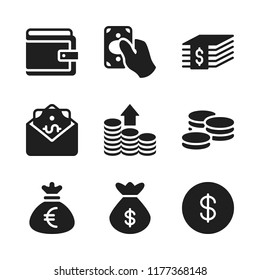 dollar icon. 9 dollar vector icons set. money, money bag and wallet icons for web and design about dollar theme