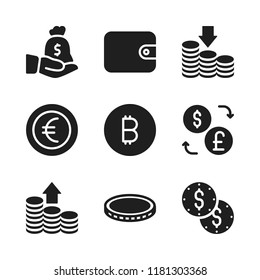 dollar icon. 9 dollar vector icons set. wallet, money bag and exchange icons for web and design about dollar theme
