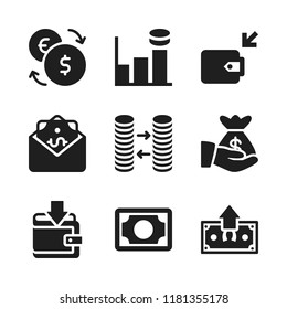dollar icon. 9 dollar vector icons set. wallet, coin and exchange icons for web and design about dollar theme