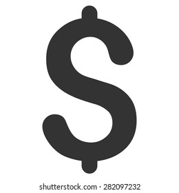 Dollar icon from Basic Plain Icon Set. Vector images have gray colors, rounded angles, and placed on a white background.