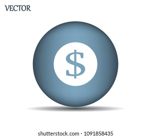 Dollar icon in black circle, vector icon.