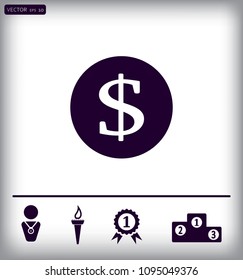 Dollar icon in black circle, vector icon.