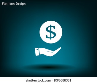 Dollar icon in black circle, vector icon.