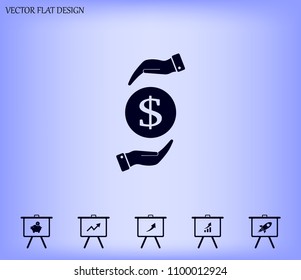 Dollar icon in black circle, vector icon.