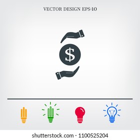 Dollar icon in black circle, vector icon.