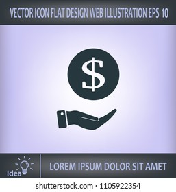 Dollar icon in black circle, vector icon.