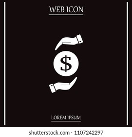 Dollar icon in black circle, vector icon.