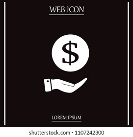 Dollar icon in black circle, vector icon.