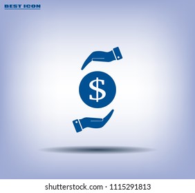 Dollar icon in black circle, vector icon.