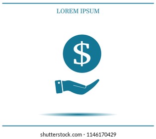 Dollar icon in black circle, vector icon.
