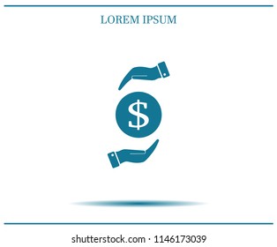 Dollar icon in black circle, vector icon.