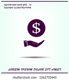 Dollar icon in black circle, vector icon.