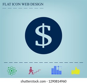 Dollar icon in black circle, vector icon.