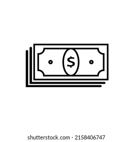 Dollar icon black line with white backgound. Pixel perfect simple vector