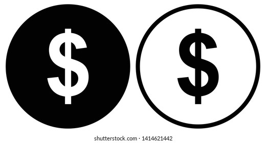 Dollar icon. Black. Vector illustration