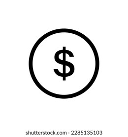 Dollar-Symbol schwarz-weiß. Vektorgrafik