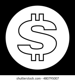 Dollar icon black and white vector illustration