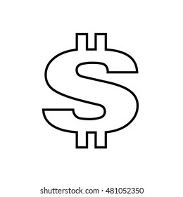 Dollar icon black and white vector illustration