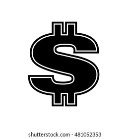 Dollar icon black and white vector illustration