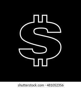Dollar icon black and white vector illustration