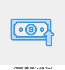 Dollar up icon in blue style about currency, use for website mobile app presentation