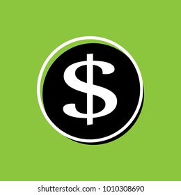 Dollar icon button vector illustration on green background