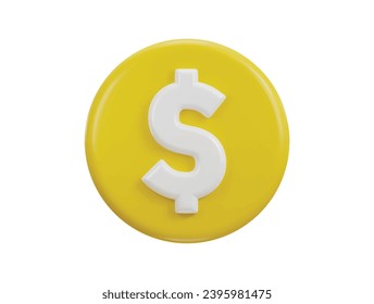 dollar icon with circle button 3d rendering vector icon illustration