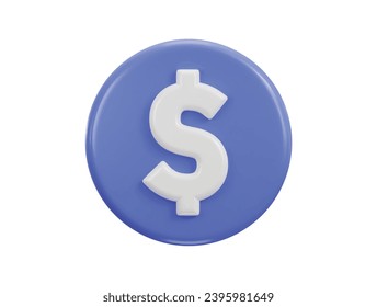 dollar icon with circle button 3d rendering vector icon illustration