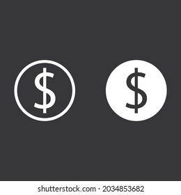 Icono del dólar en círculo sobre fondo gris