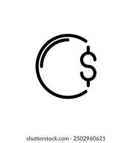Icono de dólar en Vector circular. Icono de negocio de fondos. Logotipo del Vector de ganancias. Vector de concepto de dinero. Icono de finanzas. Ilustración vectorial.