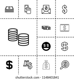 Dollar icon. collection of 13 dollar filled and outline icons such as money, cash payment. editable dollar icons for web and mobile.